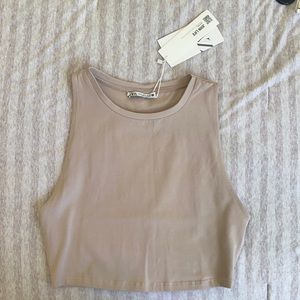 Zara nude cropped tank, size M
